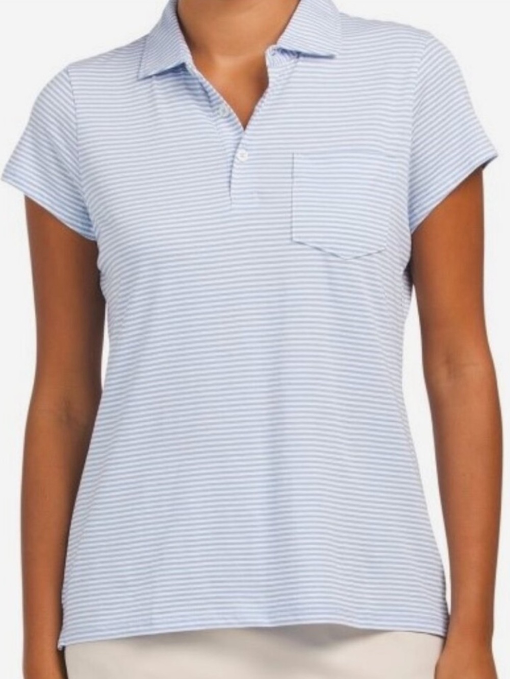 Renwick golf women’s blue striped Pima cotton polo shirt‎